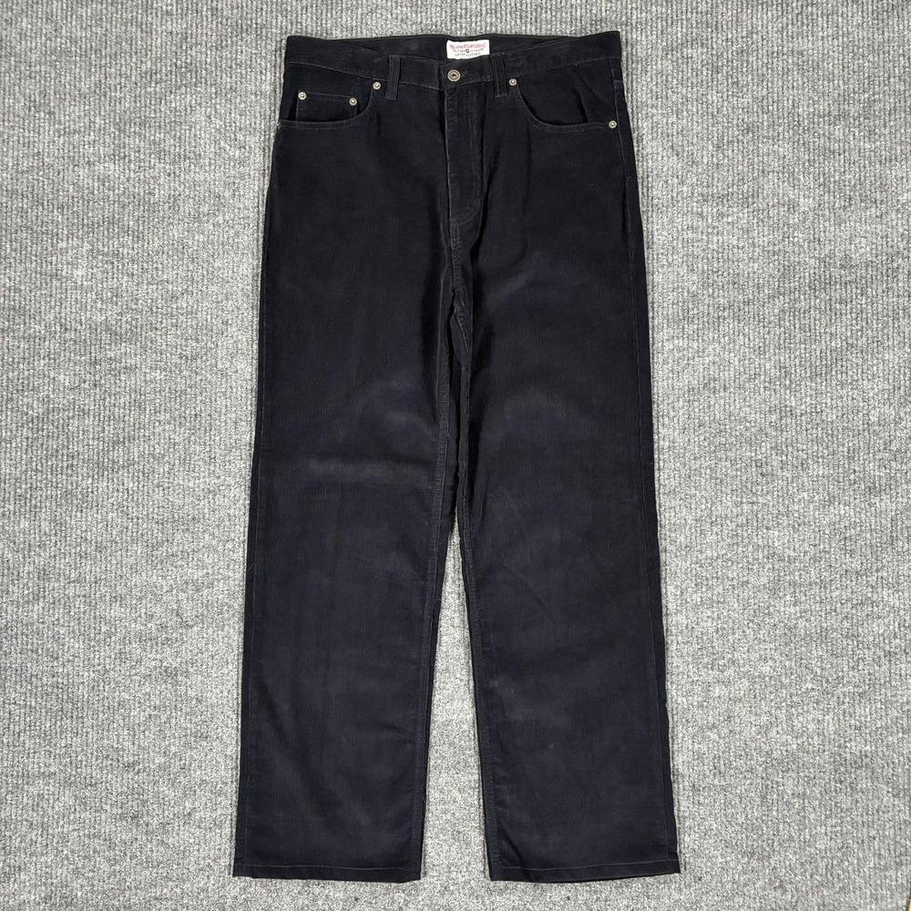 Boca Classics Jeans Mens 35x32 Blue Dark Wash Corduroy Regular Fit Straight